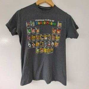 Super Mario Periodic Table Gamer T-shirt Men's Small Gray
